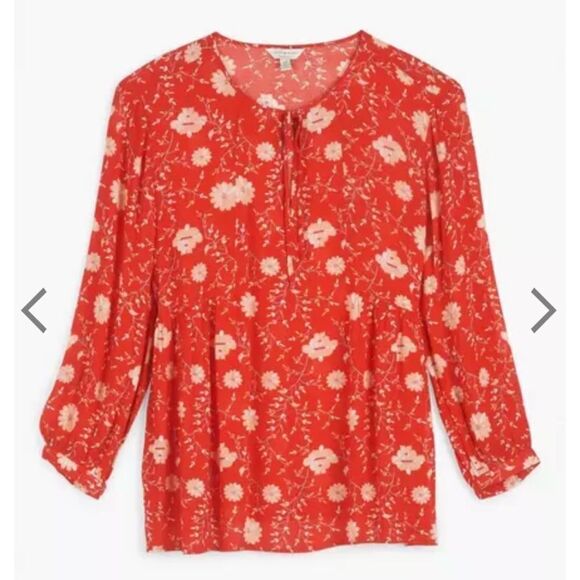 Lucky Brand Printed Serena Peasant Top New no tag - Picture 1 of 3